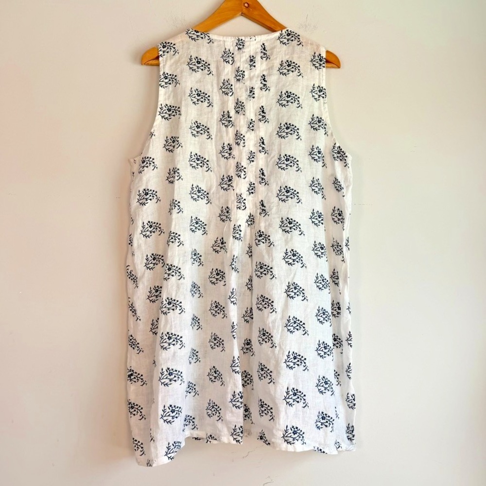 CP Shades Linen Floral Tunic Top Large Botanical Print Boho Coastal Sleeveless - Picture 5 of 11